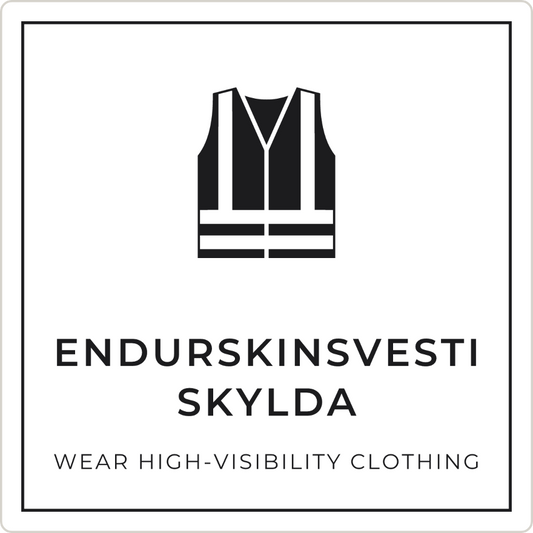 Endurskinsvesti skylda - boðskilti, hvítt