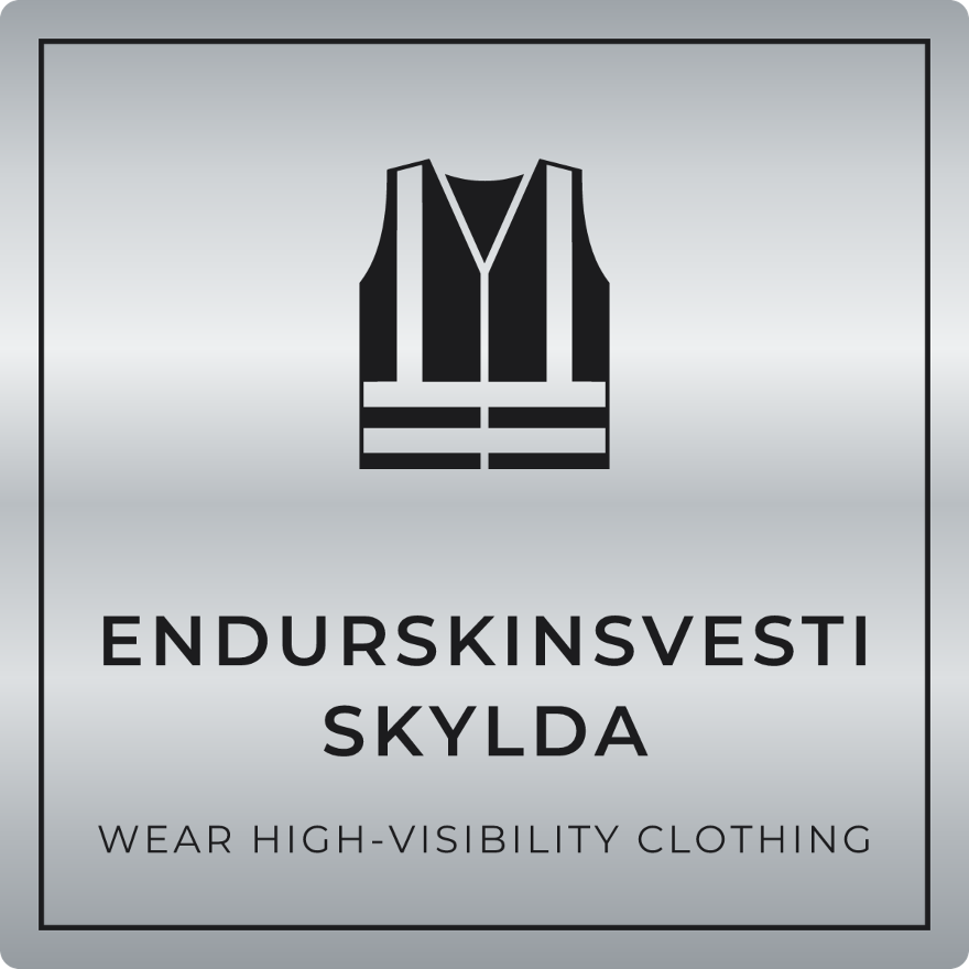 Endurskinsvesti skylda - boðskilti, silfur
