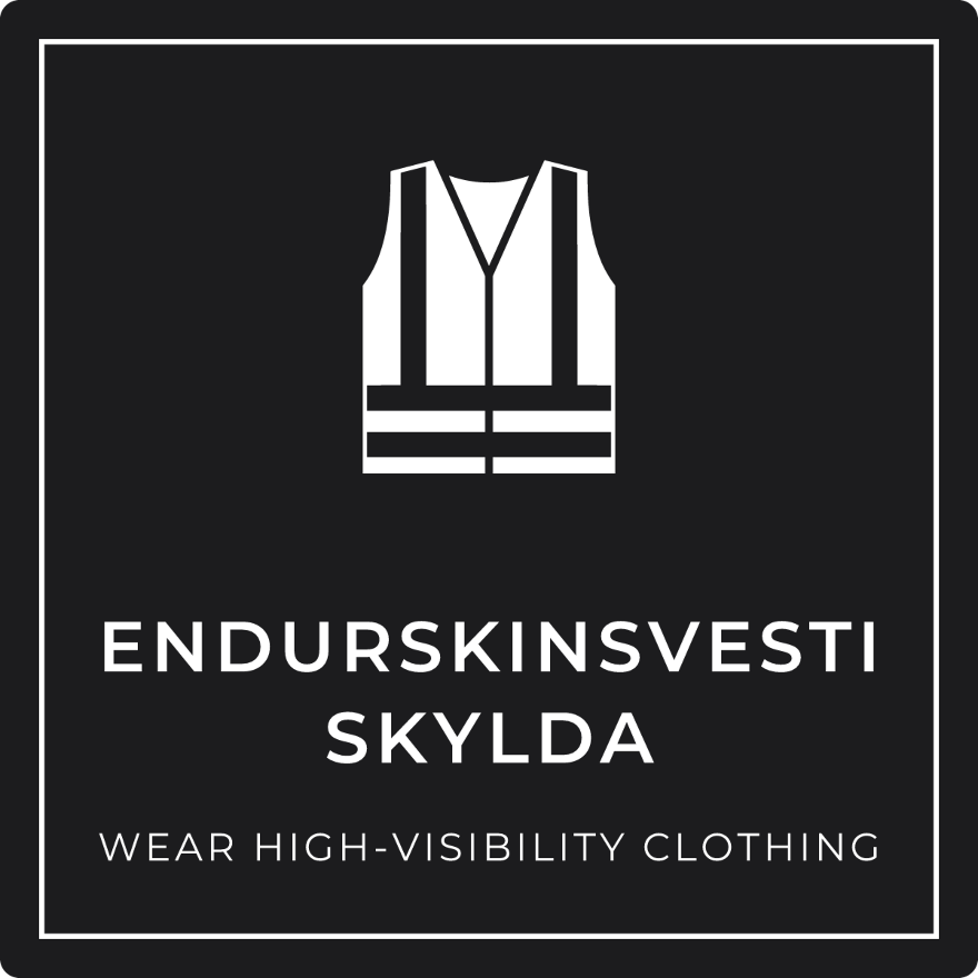 Endurskinsvesti skylda - boðskilti, svart