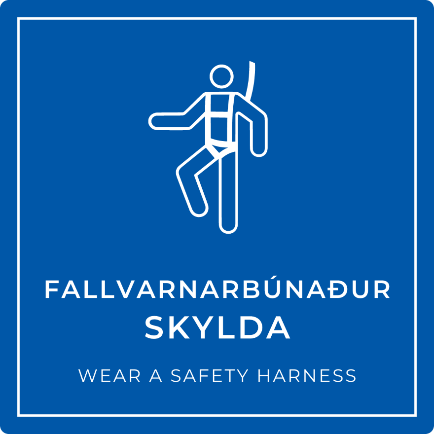 Fallvarnarbúnaður skylda - boðskilti, blátt