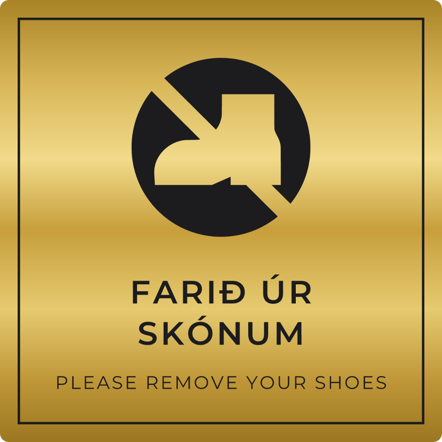 Farið úr skónum - bannskilti, gull