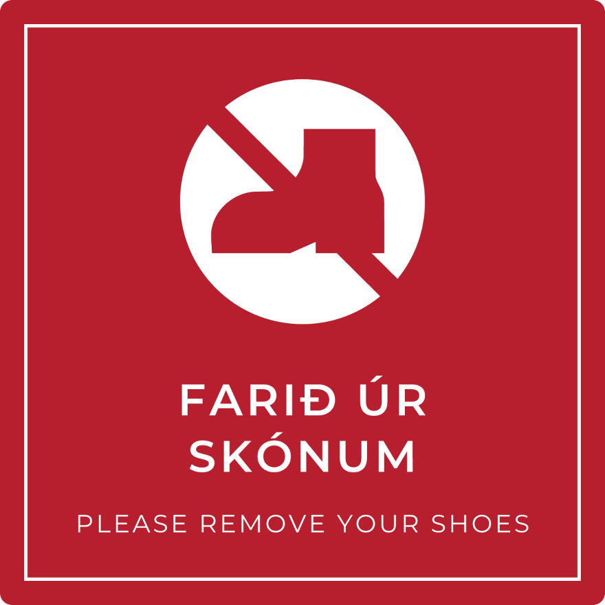 Farið úr skónum - bannskilti, rautt