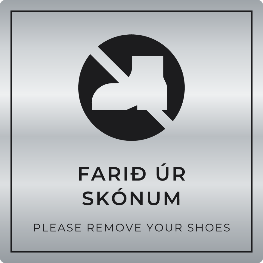 Farið úr skónum - bannskilti, silfur