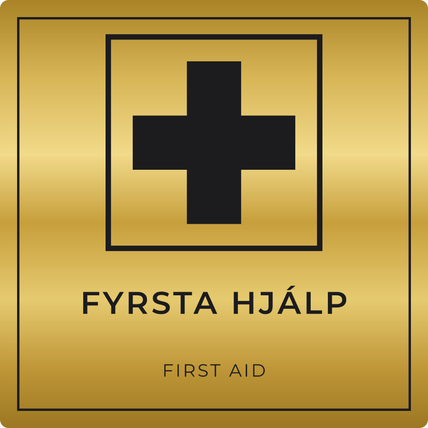 Fyrsta hjálp - neyðarskilti, gull