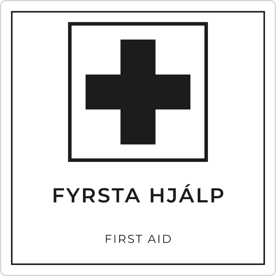 Fyrsta hjálp - neyðarskilti, hvítt