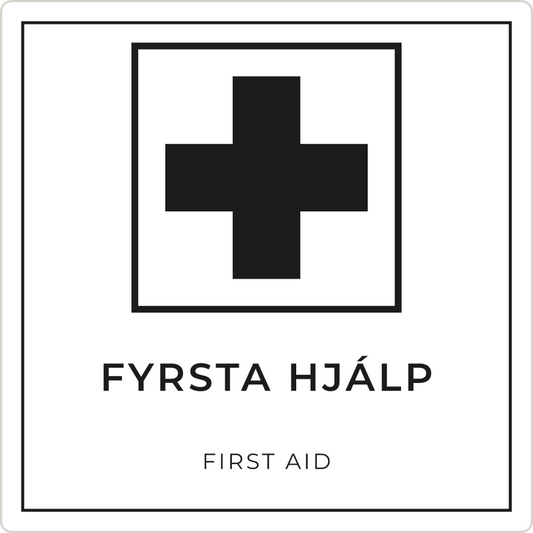 Fyrsta hjálp - neyðarskilti, hvítt