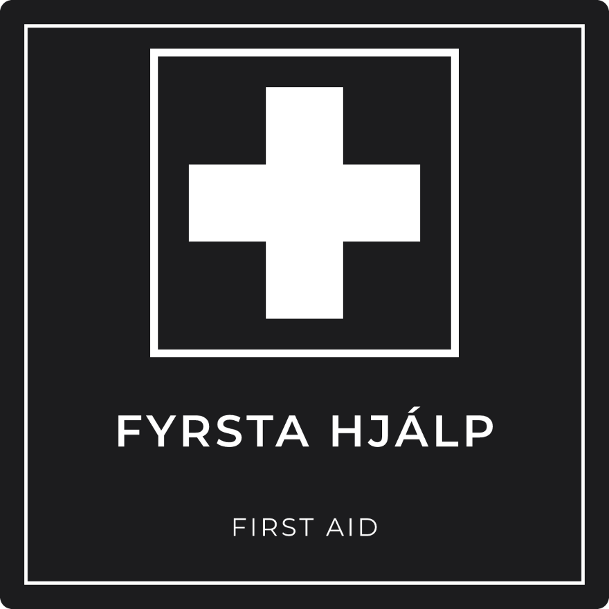Fyrsta hjálp - neyðarskilti, svart