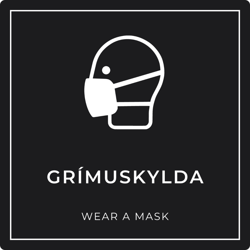 Grímuskylda - boðskilti, svart