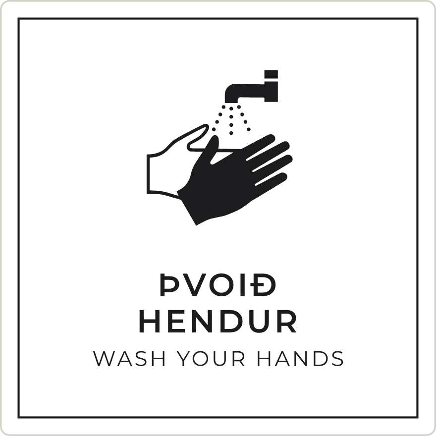 Þvoið hendur - boðskilti, hvítt