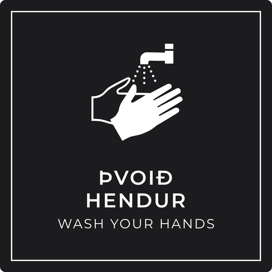 Þvoið hendur - boðskilti, svart