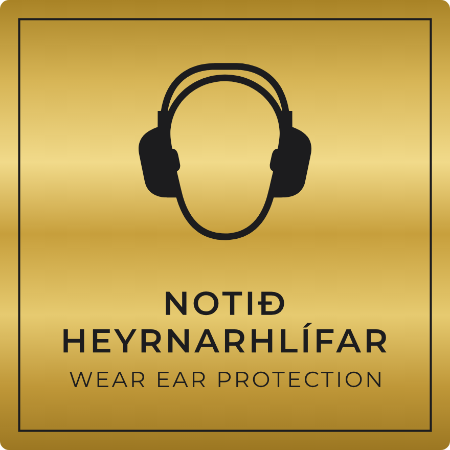 Notið heyrnarhlífar - boðskilti, gull