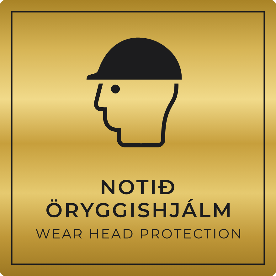Notið öryggishjálm - boðskilti, gull