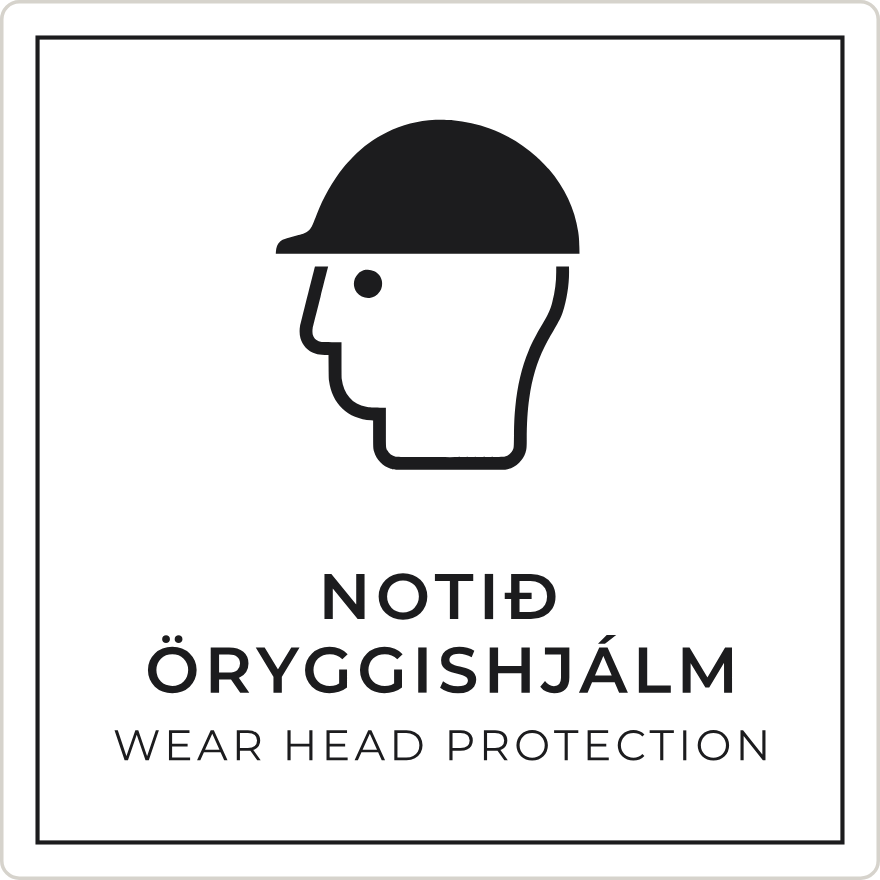 Notið öryggishjálm - boðskilti, hvítt