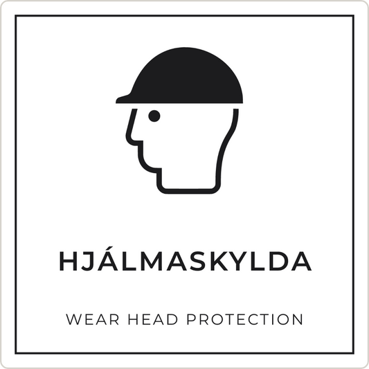 Hjálmaskylda - boðskilti, hvítt