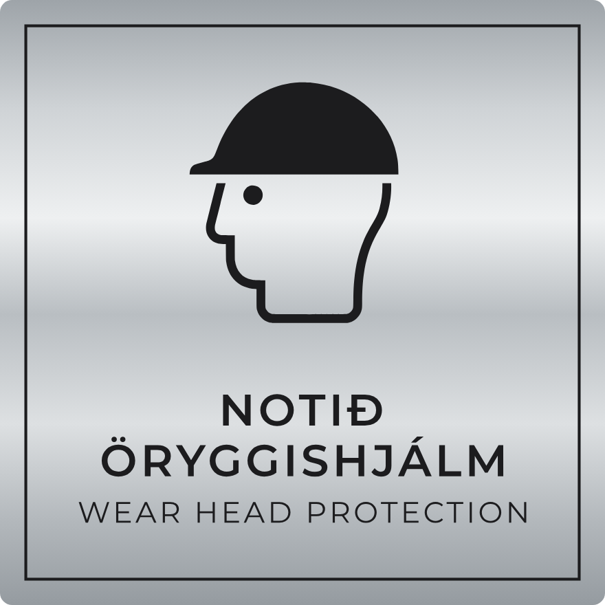 Notið öryggishjálm - boðskilti, silfur