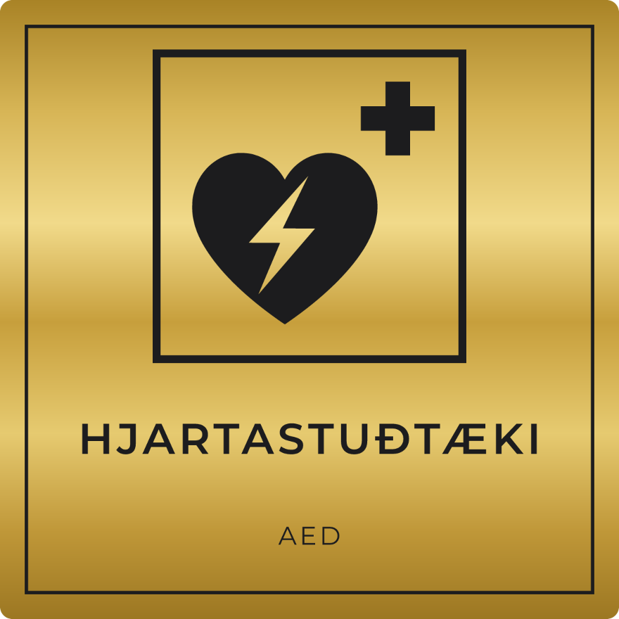 Hjartastuðtæki (AED) - neyðarskilti, gull