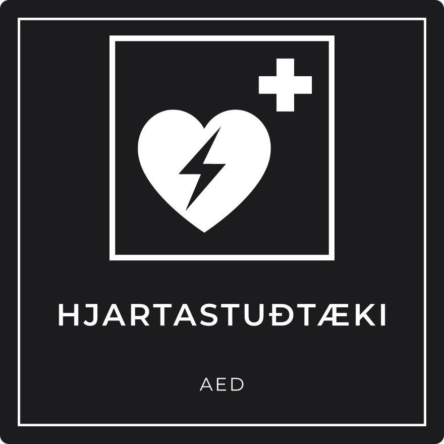 Hjartastuðtæki (AED) - neyðarskilti, svart
