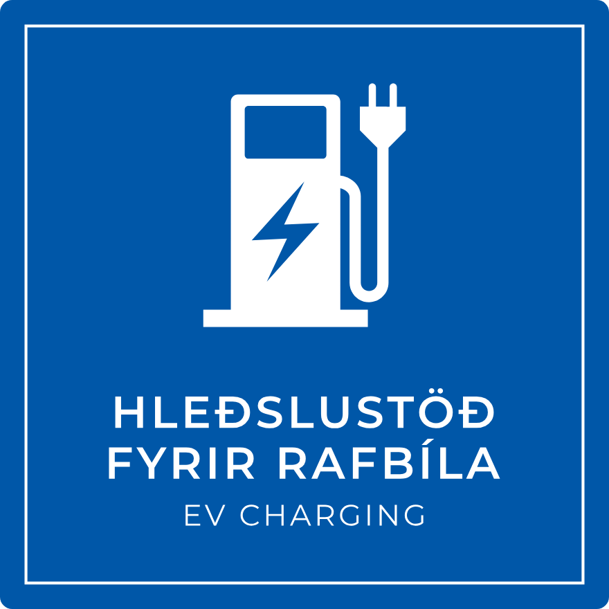 Hleðslustöð fyrir rafbíla - boðskilti, blátt