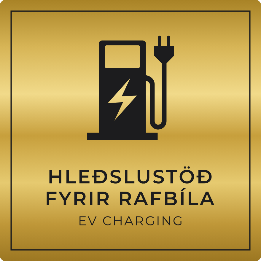 Hleðslustöð fyrir rafbíla - boðskilti, gull