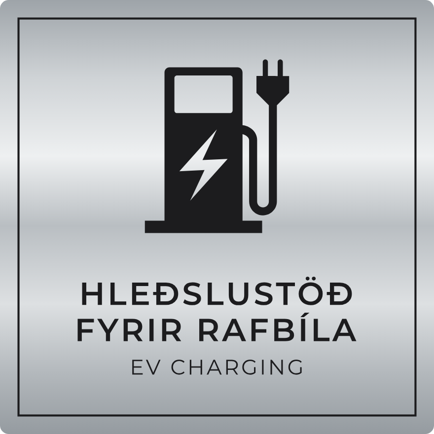 Hleðslustöð fyrir rafbíla - boðskilti, silfur