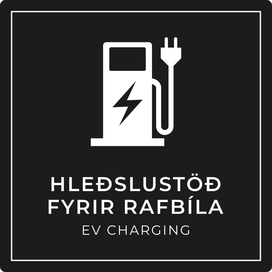 Hleðslustöð fyrir rafbíla - boðskilti, svart