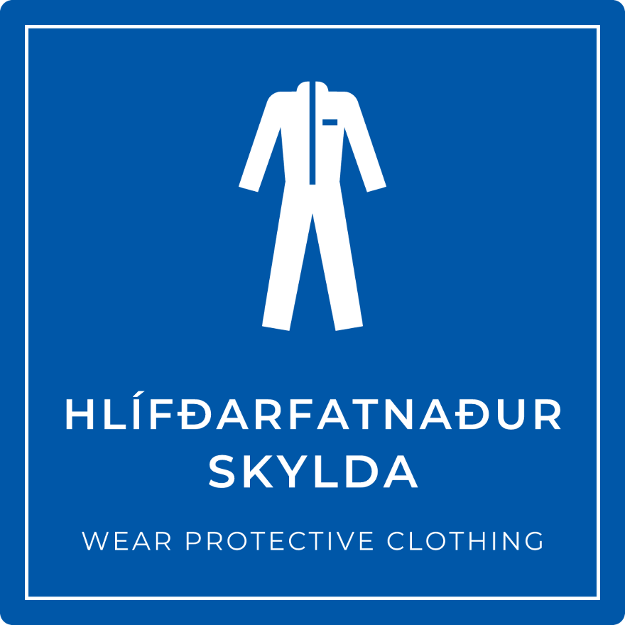 Hlífðarfatnaður skylda - boðskilti, blátt