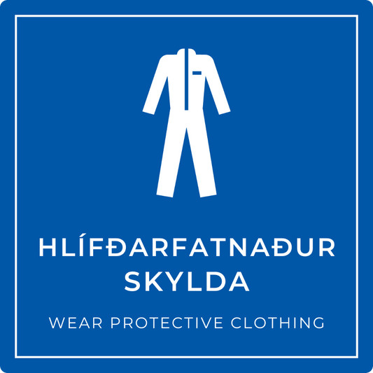 Hlífðarfatnaður skylda - boðskilti, blátt