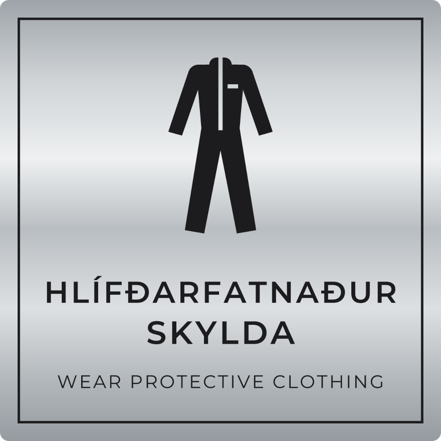 Hlífðarfatnaður skylda - boðskilti, silfur