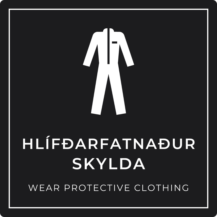 Hlífðarfatnaður skylda - boðskilti, svart