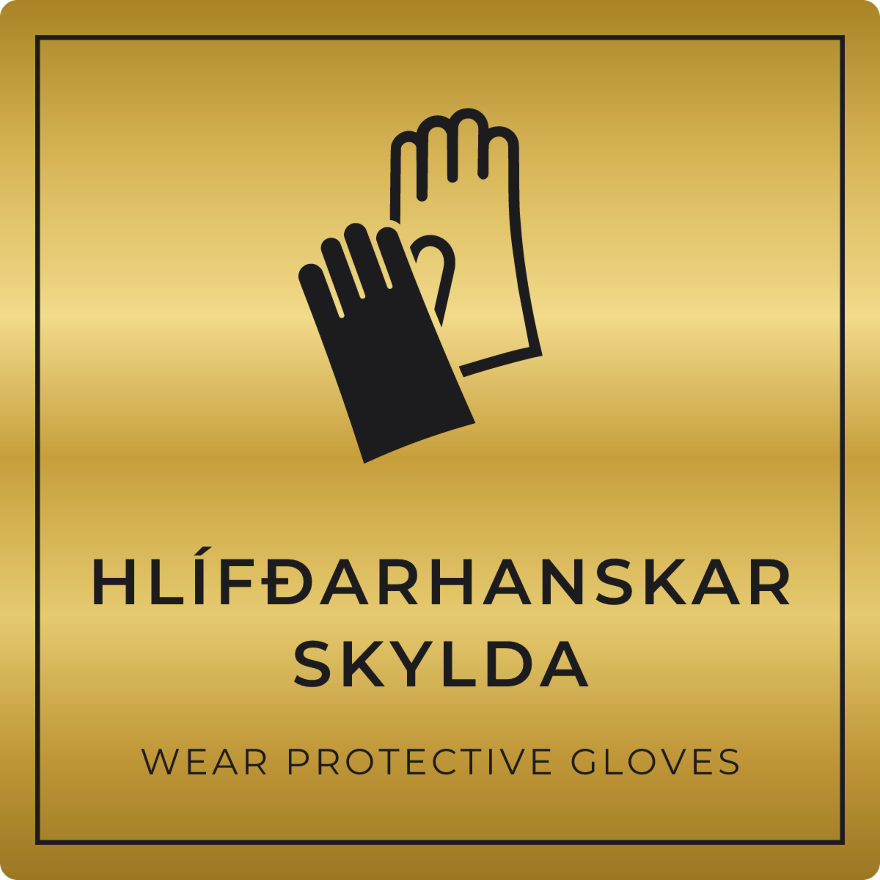 Hlífðarhanskar skylda - boðskilti, gull