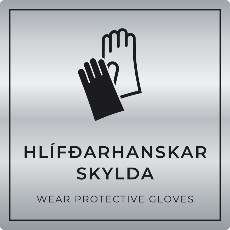 Hlífðarhanskar skylda - boðskilti, silfur