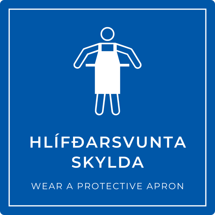 Hlífðarsvunta skylda - boðskilti, blátt