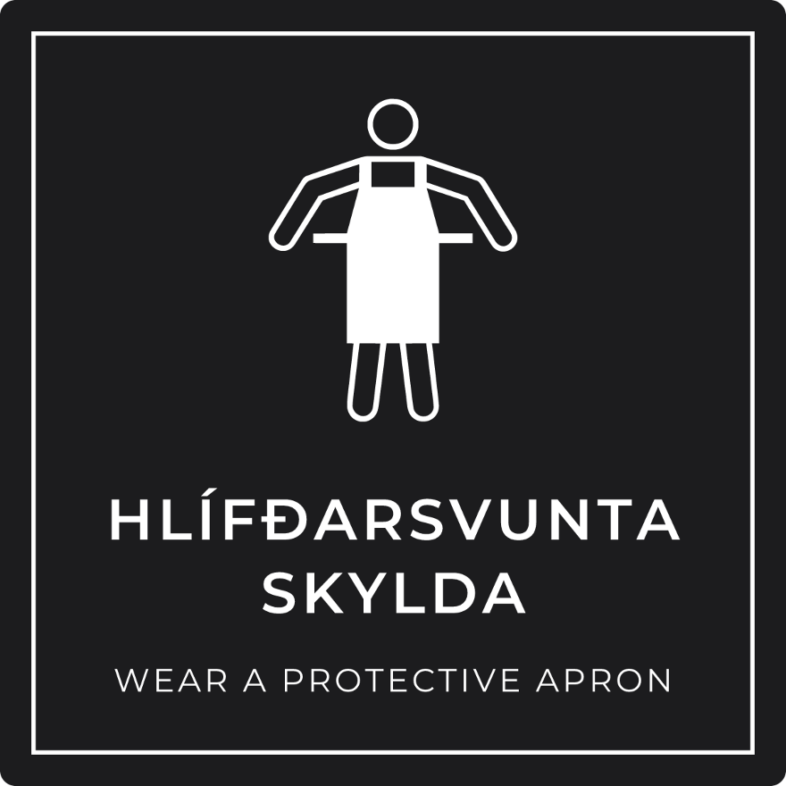 Hlífðarsvunta skylda - boðskilti, svart