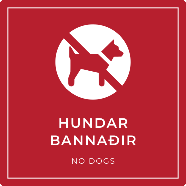 Hundar bannaðir – grafið bannskilti, íslenska og enska