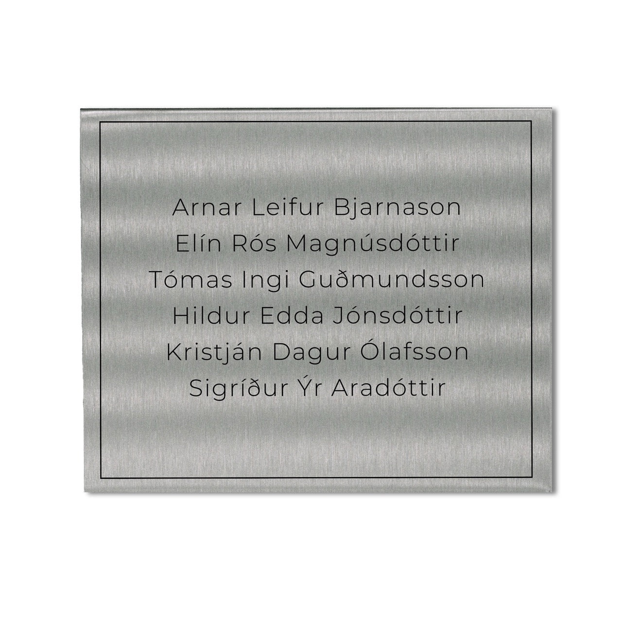 Hurðaskilti fyrir húsfélög eða stór heimili. Stál.