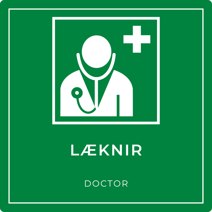Læknir - neyðarskilti, grænt
