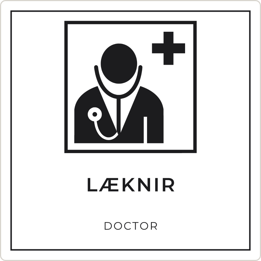Læknir - neyðarskilti, hvítt