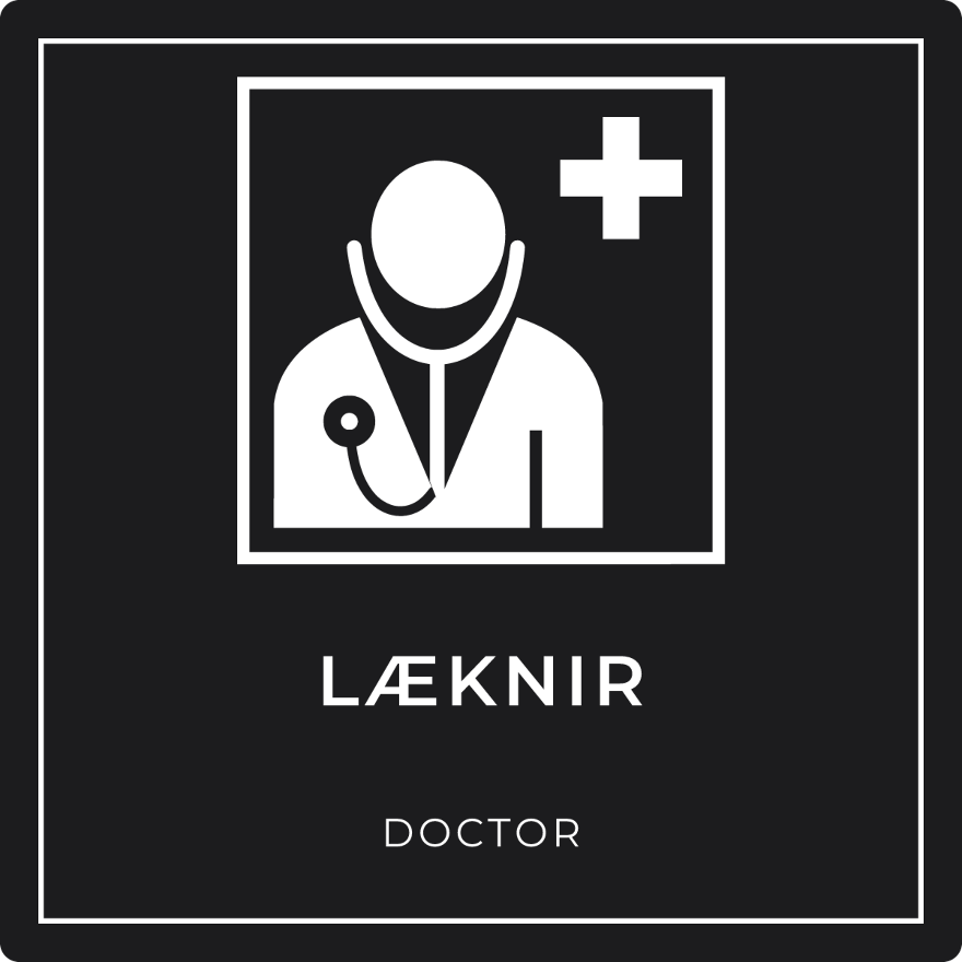 Læknir - neyðarskilti, svart