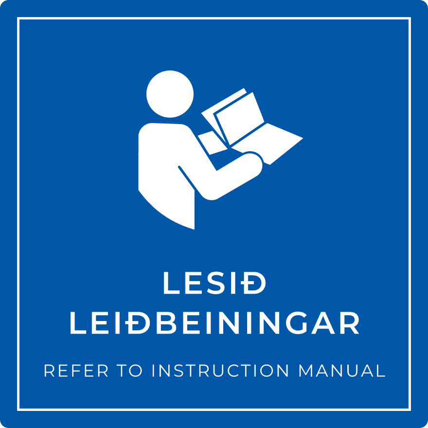Lesið leiðbeiningar - boðskilti, blátt
