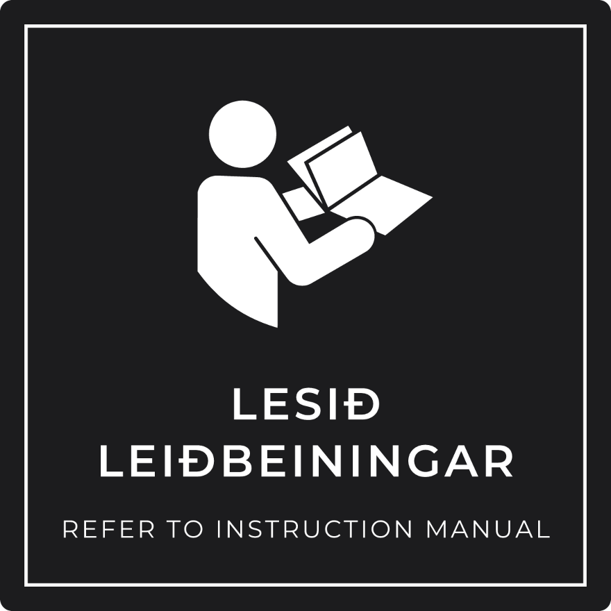 Lesið leiðbeiningar - boðskilti, svart
