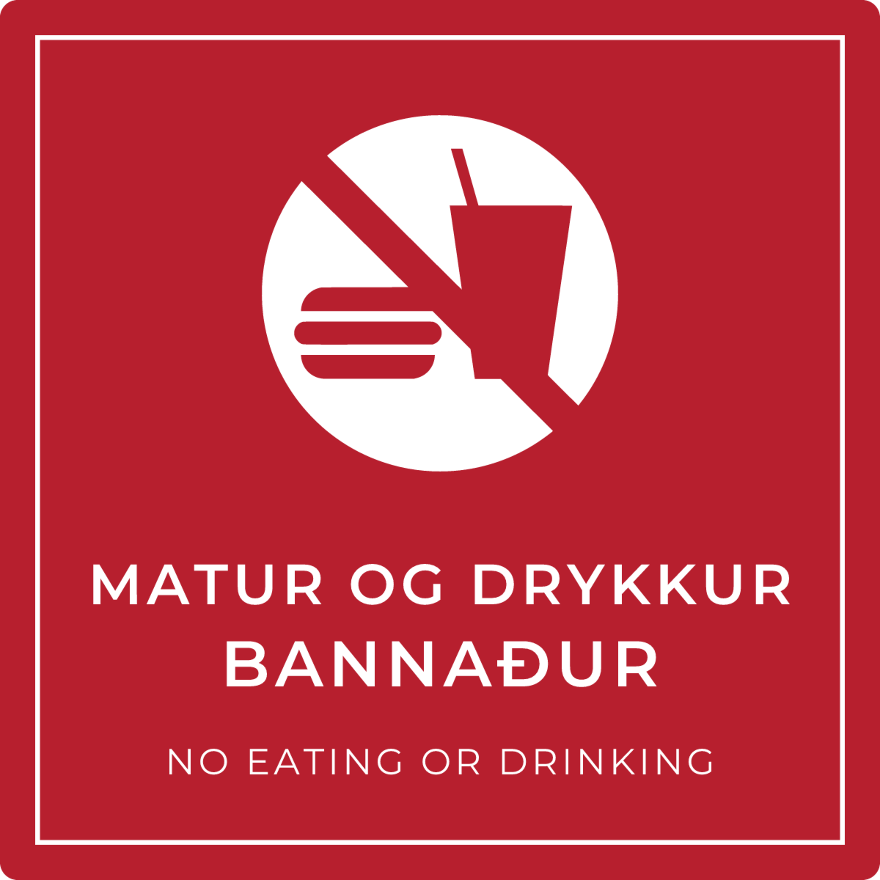 Matur og drykkur bannaður - bannskilti, rautt