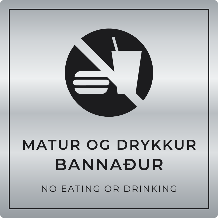 Matur og drykkur bannaður - bannskilti, silfur