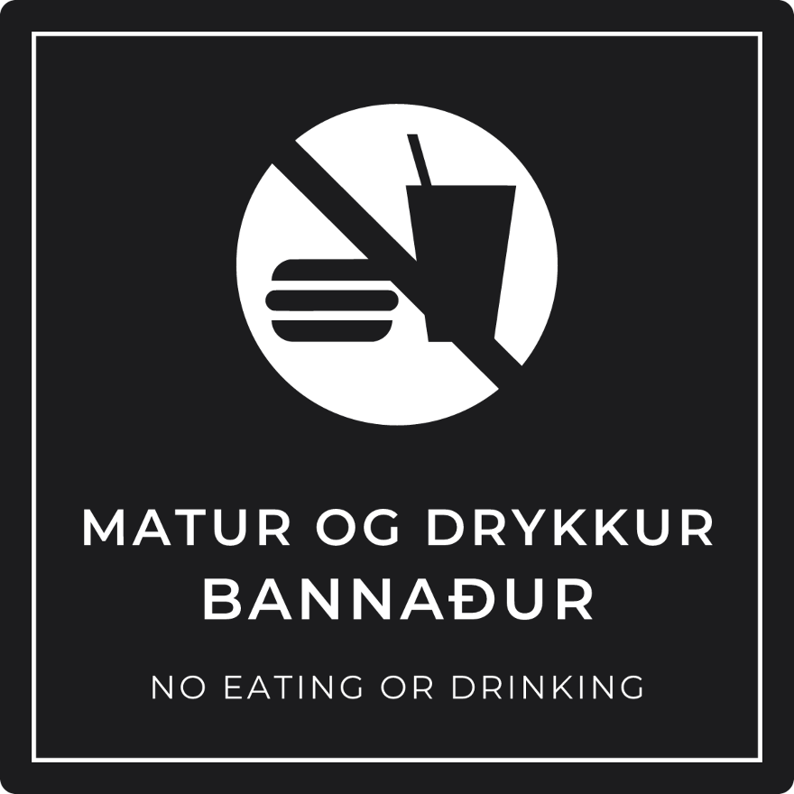 Matur og drykkur bannaður - bannskilti, svart