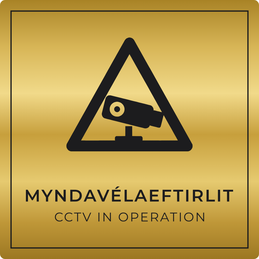 Myndavélaeftirlit - viðvörunarskilti, gull