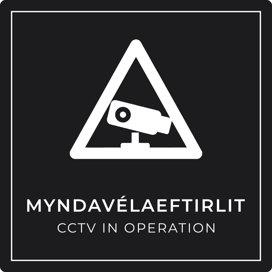 Myndavélaeftirlit - viðvörunarskilti, svart