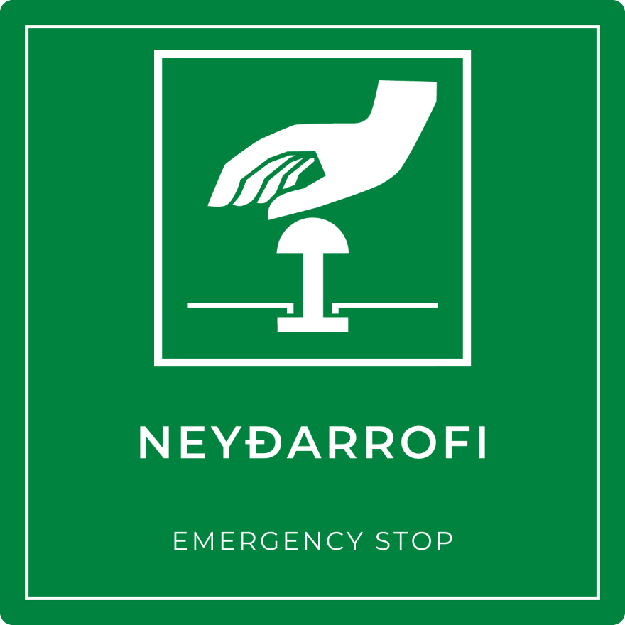 Neyðarrofi - neyðarskilti, grænt