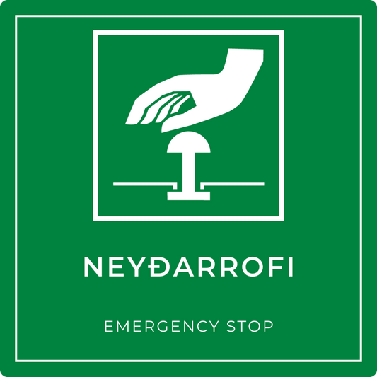 Neyðarrofi - neyðarskilti, grænt