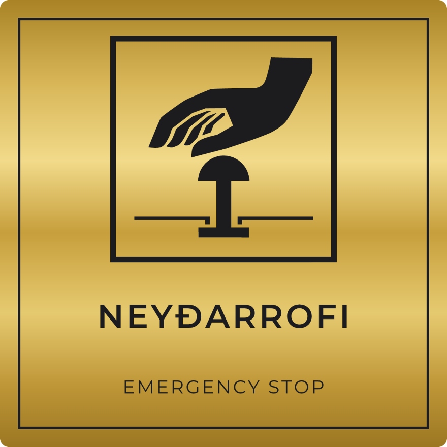 Neyðarrofi - neyðarskilti, gull