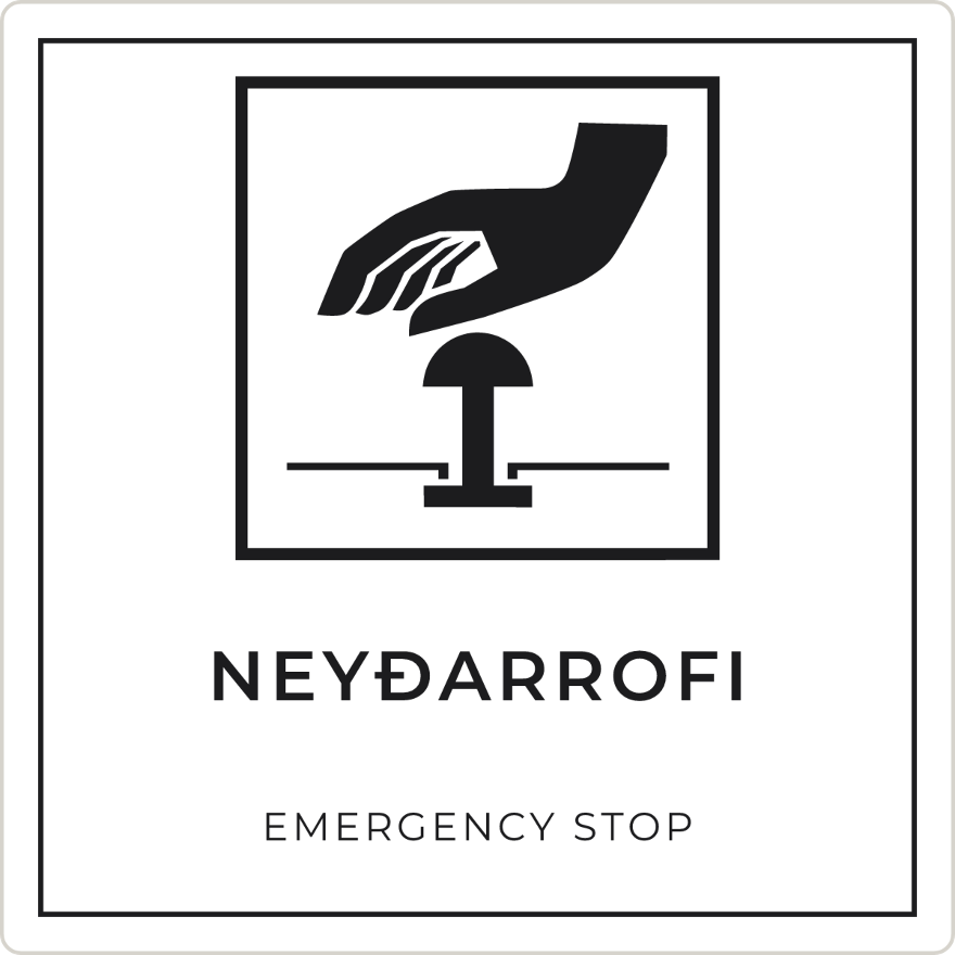 Neyðarrofi - neyðarskilti, hvítt