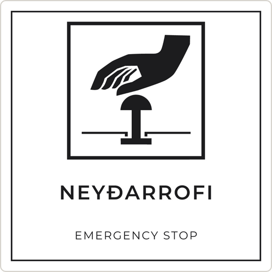Neyðarrofi - neyðarskilti, hvítt